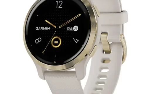 Garmin Venu 2S - Light Gold Stainless Steel Bezel with Light Sand Case and Silicone Band