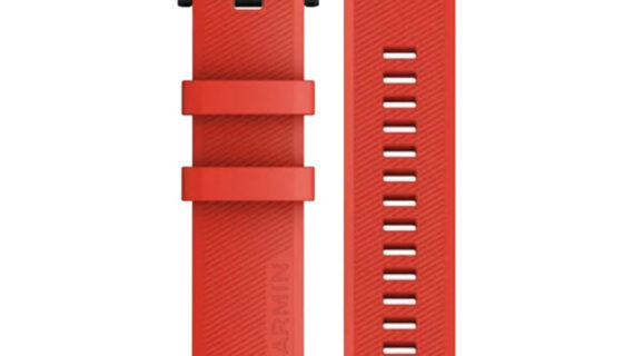 Ремешок силиконовый Garmin QuickFit 22 mm - Laser Red with Black Stainless Steel Hardware