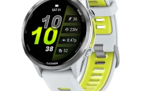 Forerunner 970 Titanium with Whitestone Case and Whitestone/Translucent Amp Yellow Band