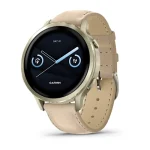 Venu 4 – 41 mm Lunar Gold with Bone Silicone Band and Light Sand Leather Band